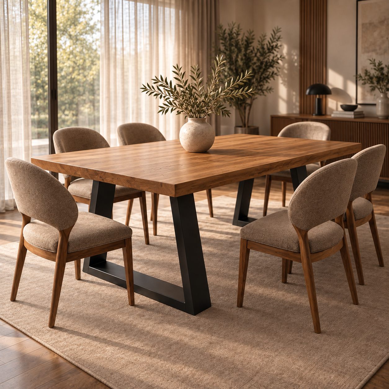 Mesa Forja en un comedor de estilo escandinavo
