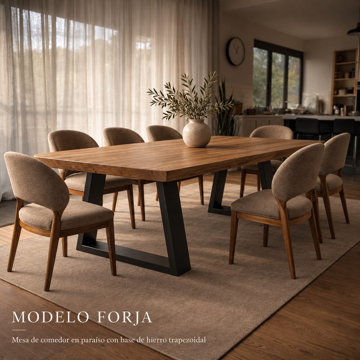 Detalle de la tapa de paraíso de la mesa Forja