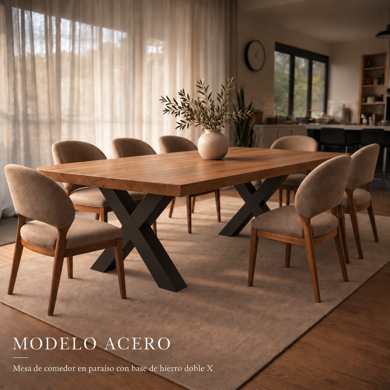 Detalle de las bases en X de hierro negro